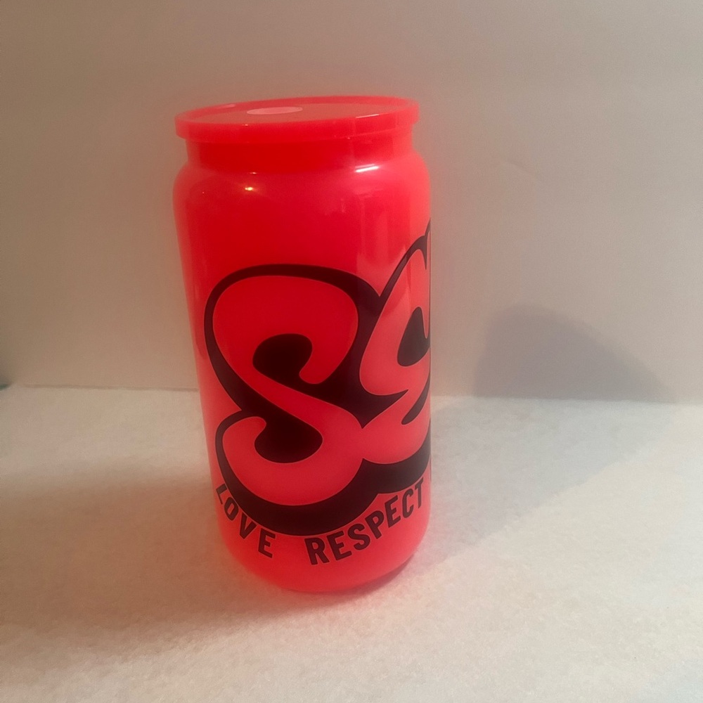 16 oz hot pink Libby Glass cup/SELF